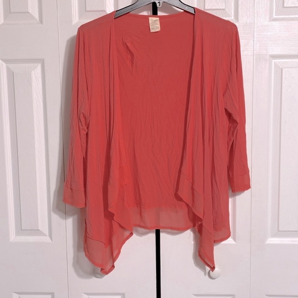 Orange lightweight knit open cardigan cover up Size L//XL - Picture 1 of 12
